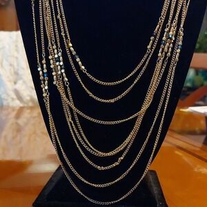 Elegant Gold and Blue Layered Necklace